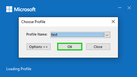 The OK button is highlighted in the Choose Profile window.