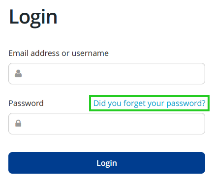 The location of the password reset link.
