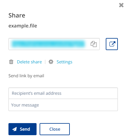 HiDrive sharing dialog.
