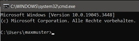 A screenshot of Command Prompt.