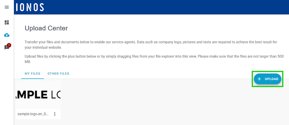 The Upload button is highlighted in the Upload Centre.