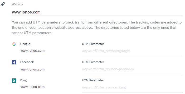 Image showing the section in List Local where UTM parameters can be entered.