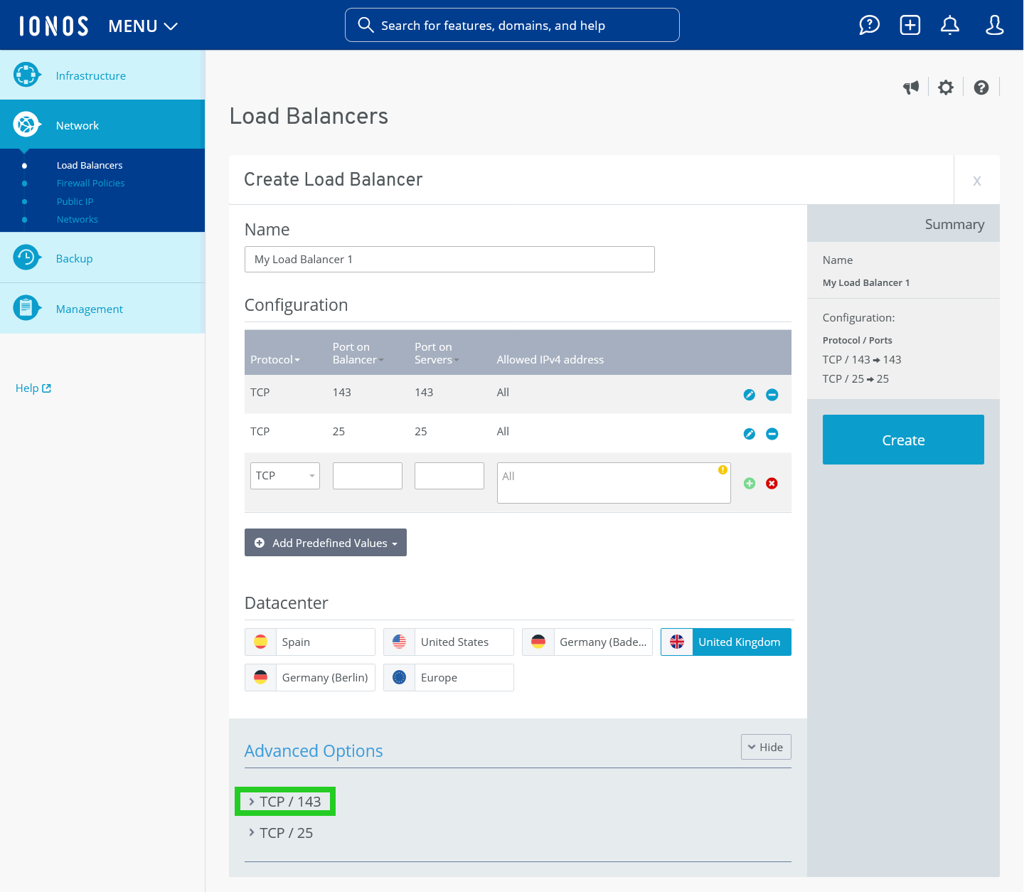 Screenshot: The Create Load Balancer pane appears. The greater than sign in the Additional Settings section is highlighted.
