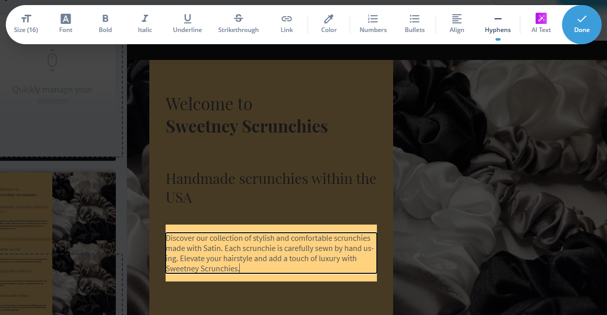 The text editing toolbar is displayed.