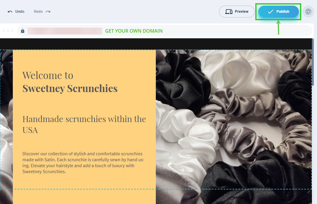 The Publish button is highlighted in the editor.
